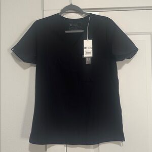 Figs Jet Black Medical Scrub Top